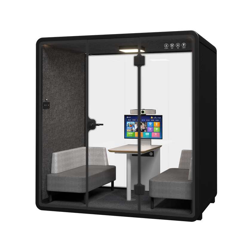 Silent Large Meeting Office Pod Black (4 Person)